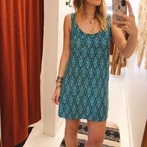 Joie Blue & Teal Silk Scoop Tank Dress w/ Pocket